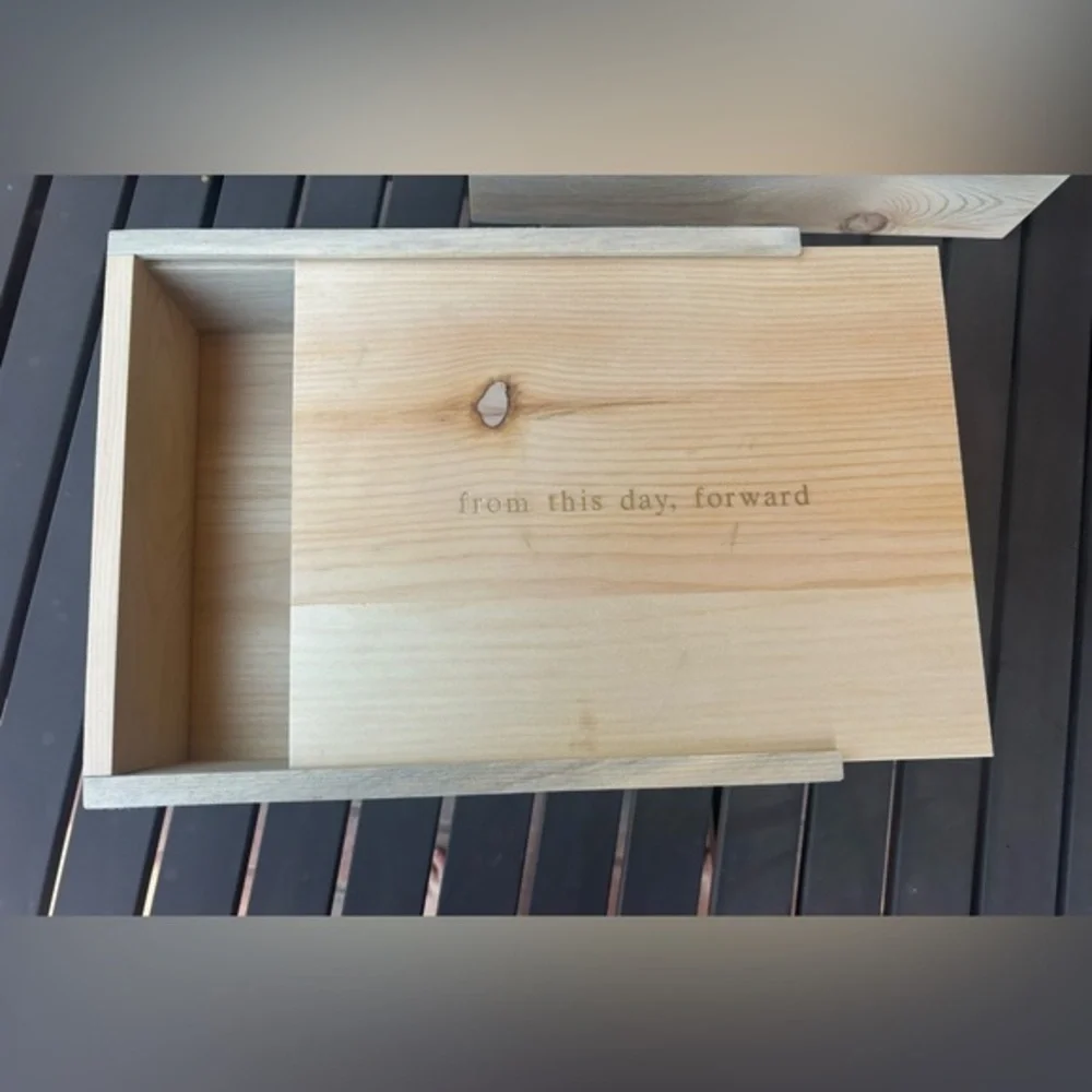 Artifact Uprising Reclaimed Wood Keepsake Box Gold Engraving 8x11 NWT Giftable